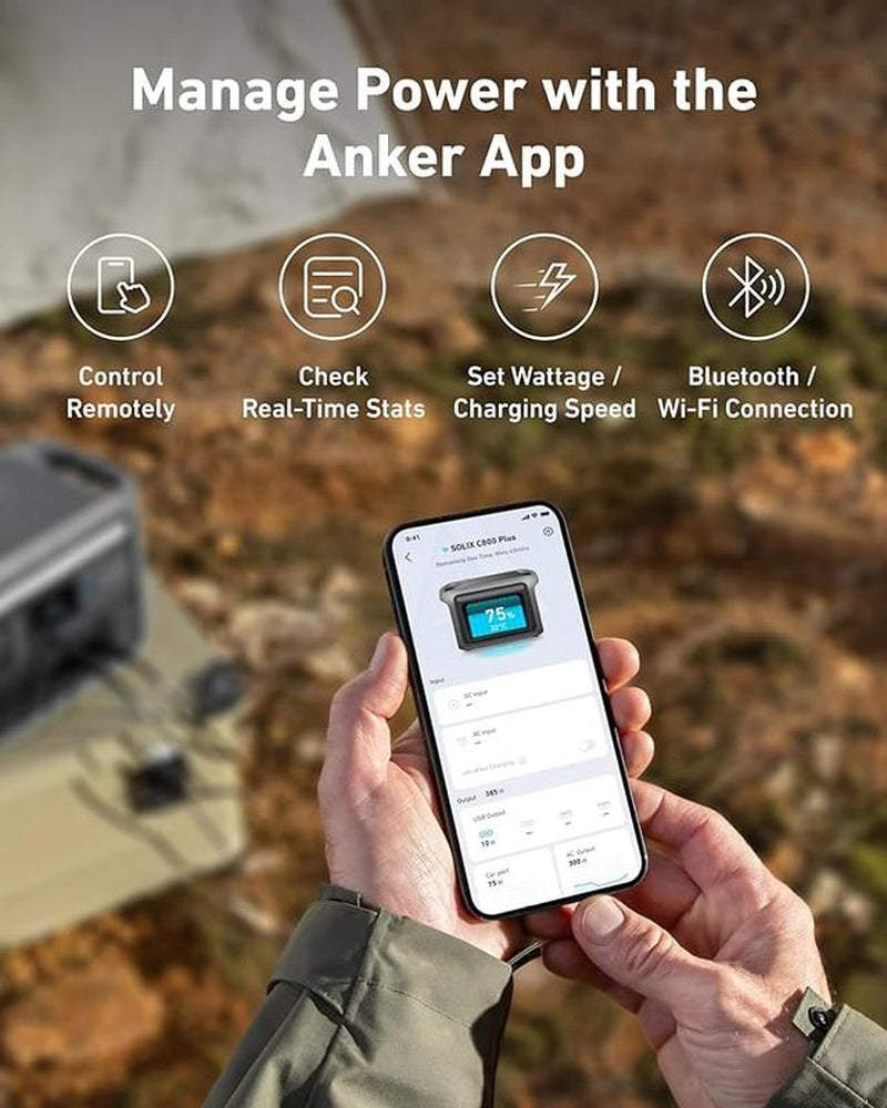 Anker SOLIX C800 Plus Portable Power Station - 768Wh Capacity, 1200W Output for Ultimate Power on the Go!