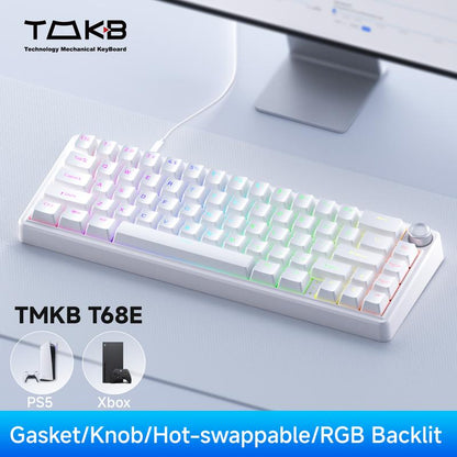 KEMOVE DK68E/T68E 60% Hot-Swappable Mechanical Gaming Keyboard - Gasket-Mount Design, Creamy Sound, RGB Backlit, Programmable Volume Knob, Pre-Lubed Switches, USB-C Wired