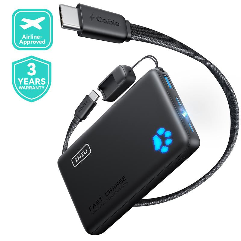 INIU Ultra Slim 10000mAh Portable Charger - 45W PD Fast Charging Power Bank for iPhone, Samsung, Google & More - Perfect Travel Essential!