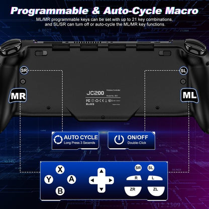 Ergonomic Wireless Switch Joypad Controller - 9 Color LED Lights, Perfect for Handheld Mode (Not for Switch 2) - Black/White