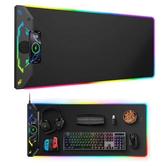 HIWE RGB Extra Large Gaming Mouse Pad with 15W Magnetic Wireless Charging - 24 Light Effects, Waterproof & Non-Slip Base for Ultimate Gaming Experience