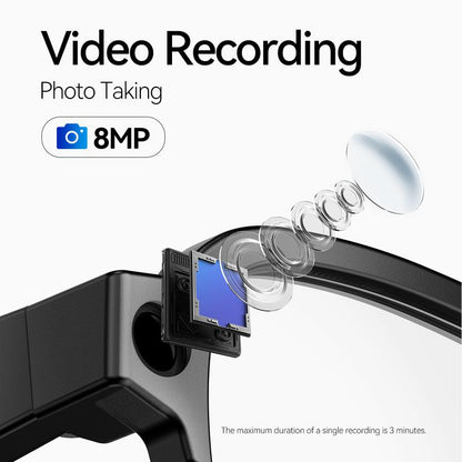 Revolutionary Fancyview AI Smart Glasses - Wi-Fi 6, 16GB Storage, Hands-Free Camera, Lightweight Matte Black Frame