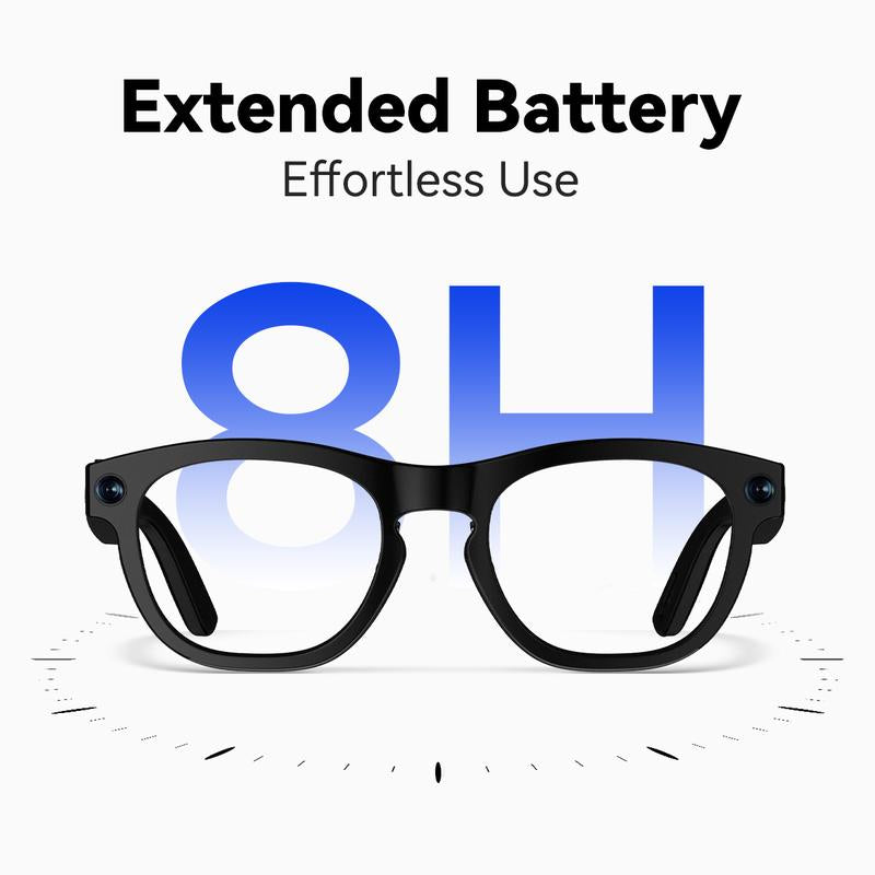 Revolutionary Fancyview AI Smart Glasses - Wi-Fi 6, 16GB Storage, Hands-Free Camera, Lightweight Matte Black Frame