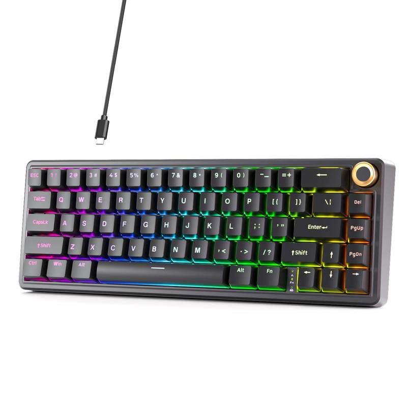 KEMOVE DK68E/T68E 60% Hot-Swappable Mechanical Gaming Keyboard - Gasket-Mount Design, Creamy Sound, RGB Backlit, Programmable Volume Knob, Pre-Lubed Switches, USB-C Wired