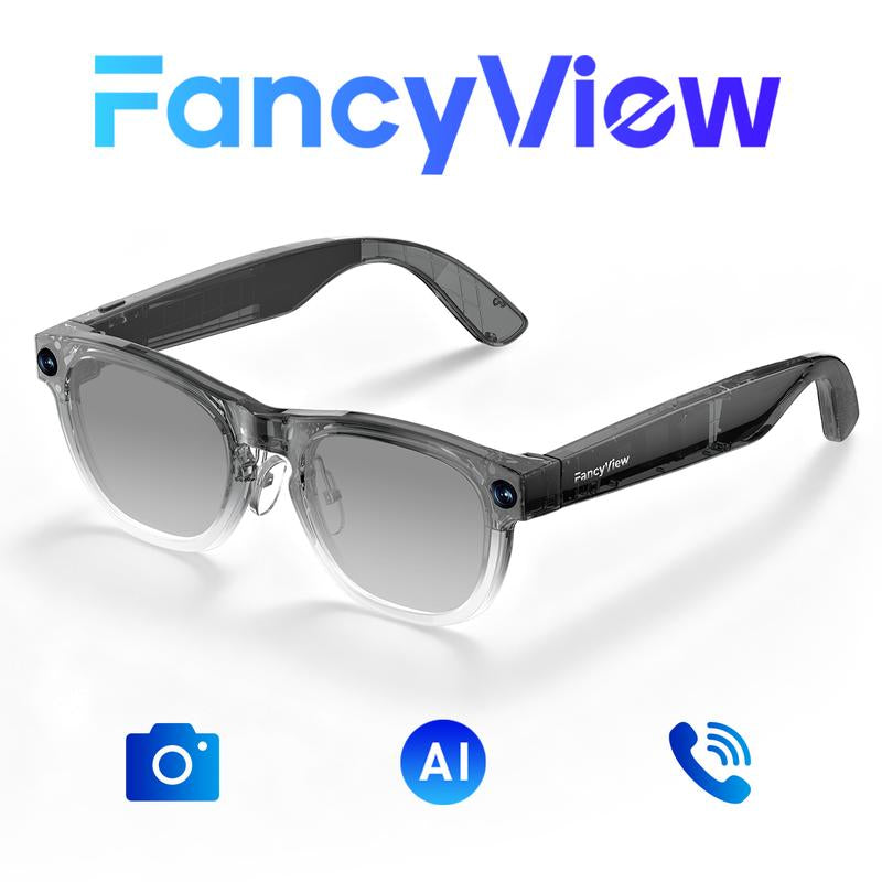 Revolutionary Fancyview AI Smart Glasses - Wi-Fi 6, 16GB Storage, Hands-Free Camera, Lightweight Matte Black Frame