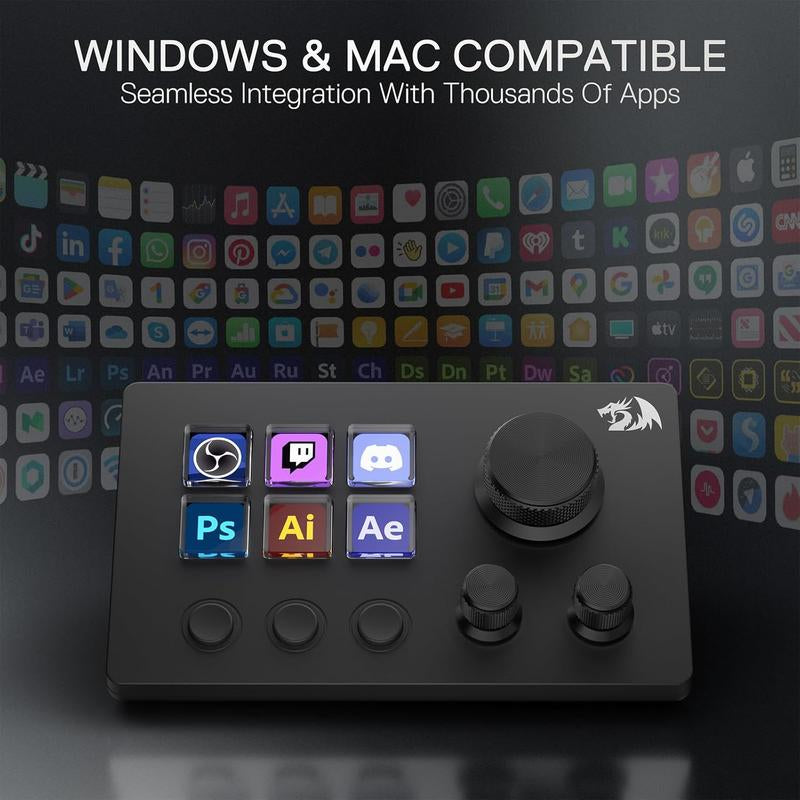 Redragon SS551 Stream Station - Ultimate All-In-One Macro Pad with LCD Keys & Dials for Content Creators and Gamers - PC & Mac Compatible