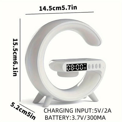 Stylish Wireless Speaker & Charger with RGB Lights and Alarm Clock - Perfect for Bedroom or Dorm!