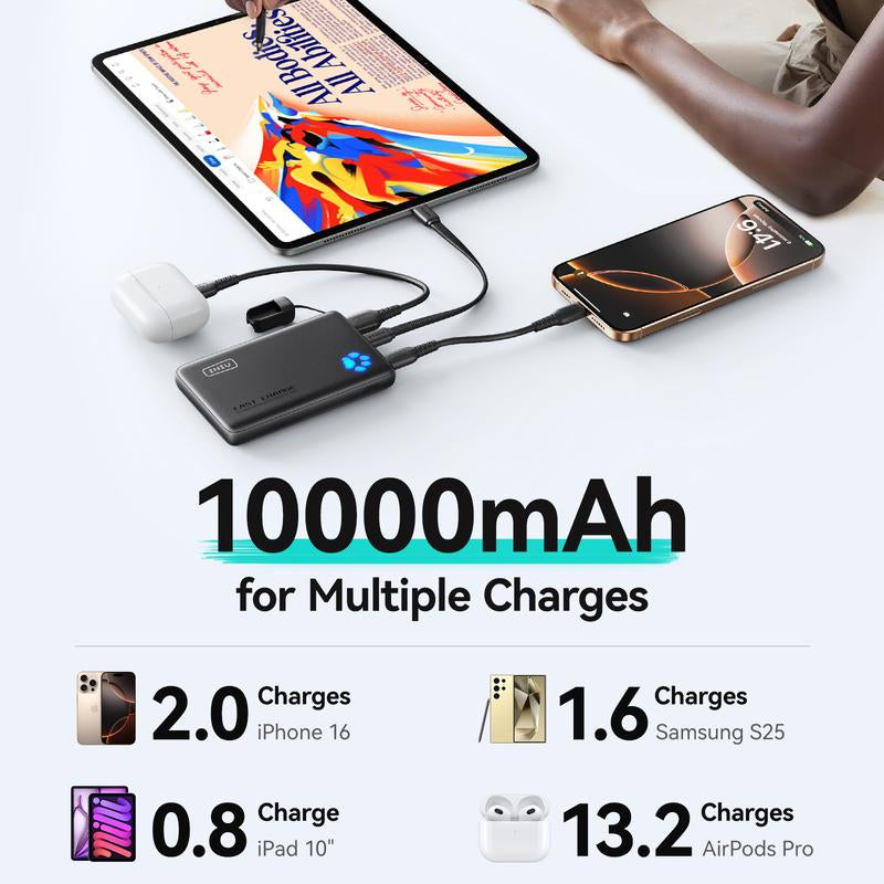 INIU Ultra Slim 10000mAh Portable Charger - 45W PD Fast Charging Power Bank for iPhone, Samsung, Google & More - Perfect Travel Essential!