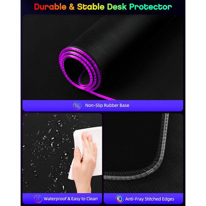 Ultimate RGB Wireless Charging Gaming Mouse Pad with Phone Stand - 31.5"x15.8" - 24 Light Effects, Non-Slip, Waterproof, Ultra-Smooth Surface