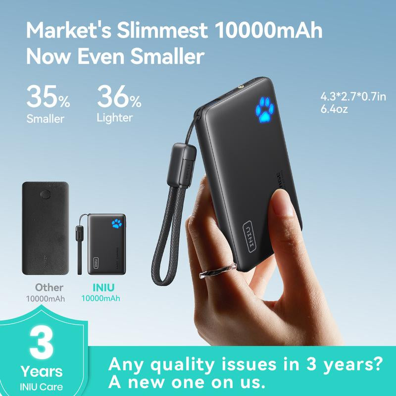 INIU Ultra Slim 10000mAh Portable Charger - 45W PD Fast Charging Power Bank for iPhone, Samsung, Google & More - Perfect Travel Essential!