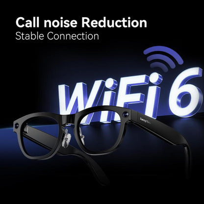 Revolutionary Fancyview AI Smart Glasses - Wi-Fi 6, 16GB Storage, Hands-Free Camera, Lightweight Matte Black Frame
