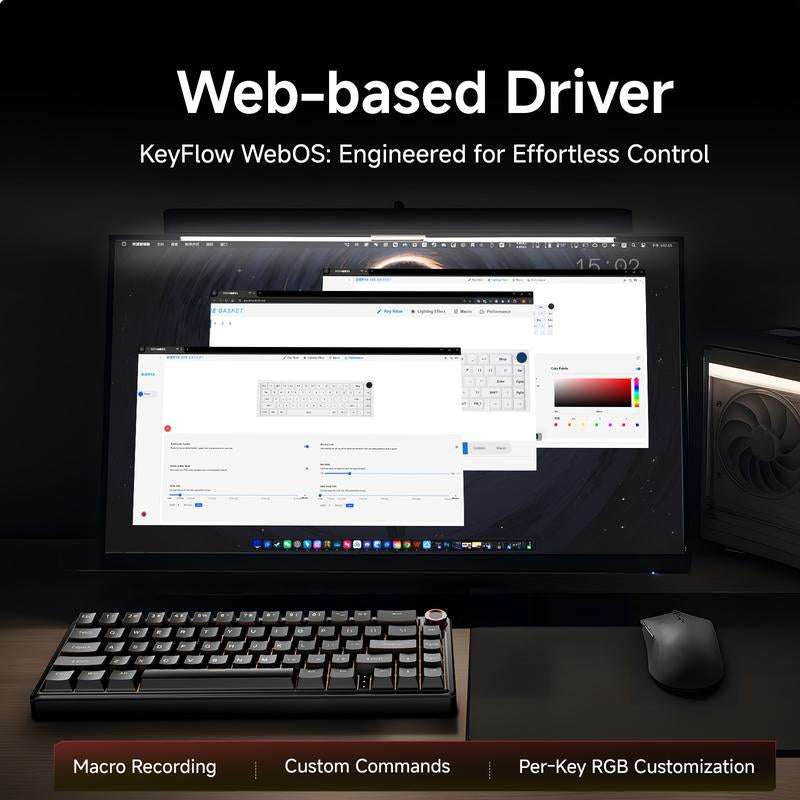 KEMOVE DK68E/T68E 60% Hot-Swappable Mechanical Gaming Keyboard - Gasket-Mount Design, Creamy Sound, RGB Backlit, Programmable Volume Knob, Pre-Lubed Switches, USB-C Wired