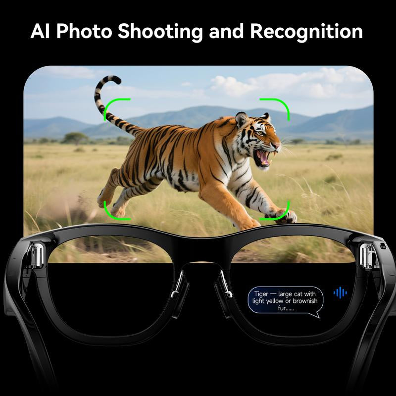 Revolutionary Fancyview AI Smart Glasses - Wi-Fi 6, 16GB Storage, Hands-Free Camera, Lightweight Matte Black Frame