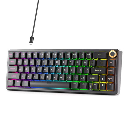KEMOVE DK68E/T68E 60% Hot-Swappable Mechanical Gaming Keyboard - Gasket-Mount Design, Creamy Sound, RGB Backlit, Programmable Volume Knob, Pre-Lubed Switches, USB-C Wired