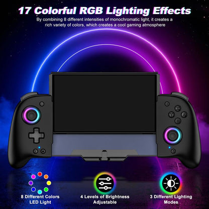 Ergonomic Wireless Switch Joypad Controller - 9 Color LED Lights, Perfect for Handheld Mode (Not for Switch 2) - Black/White