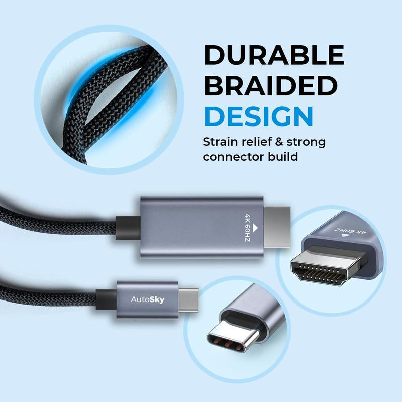 Autosky TV Adapter & HDMI to USB-C Cable - Stream Your Favorite Content Anywhere with Easy Carplay Conversion!