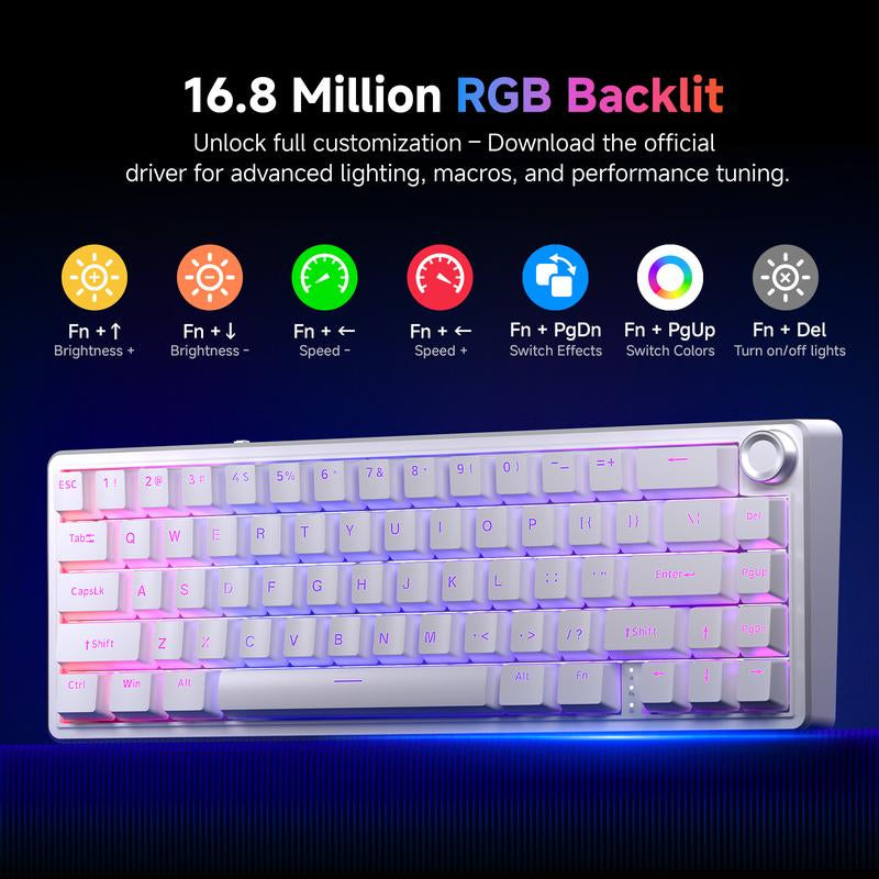 KEMOVE DK68E/T68E 60% Hot-Swappable Mechanical Gaming Keyboard - Gasket-Mount Design, Creamy Sound, RGB Backlit, Programmable Volume Knob, Pre-Lubed Switches, USB-C Wired