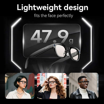 Revolutionary Fancyview AI Smart Glasses - Wi-Fi 6, 16GB Storage, Hands-Free Camera, Lightweight Matte Black Frame