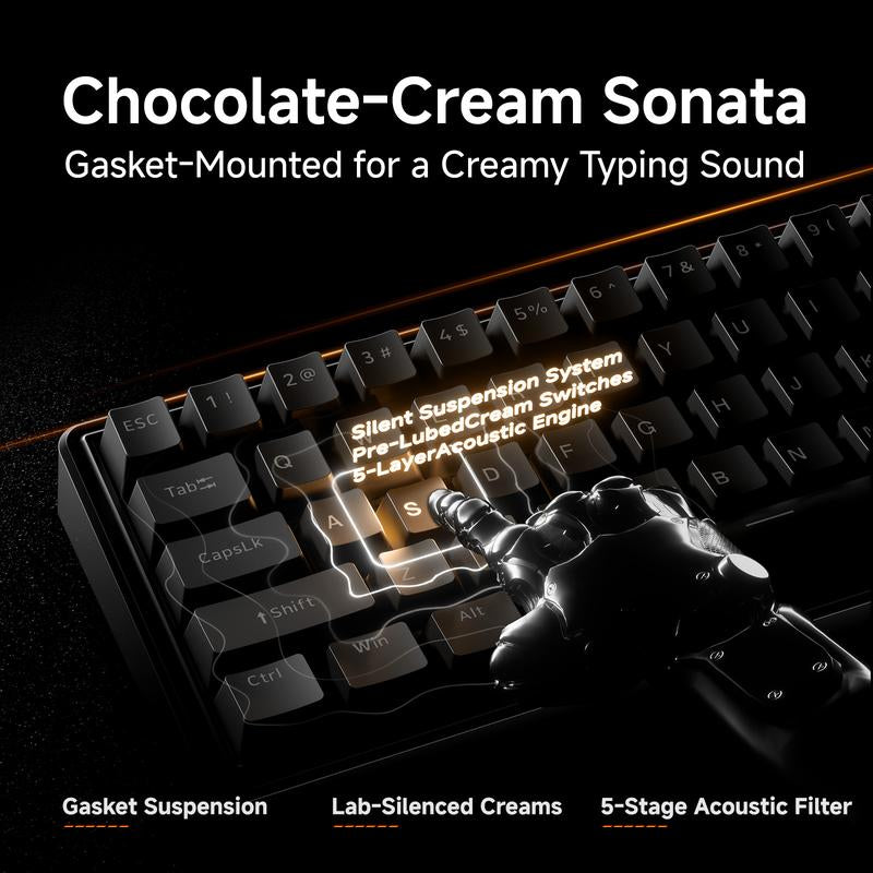 KEMOVE DK68E/T68E 60% Hot-Swappable Mechanical Gaming Keyboard - Gasket-Mount Design, Creamy Sound, RGB Backlit, Programmable Volume Knob, Pre-Lubed Switches, USB-C Wired