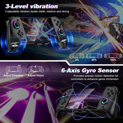 Ergonomic Wireless Switch Joypad Controller - 9 Color LED Lights, Perfect for Handheld Mode (Not for Switch 2) - Black/White